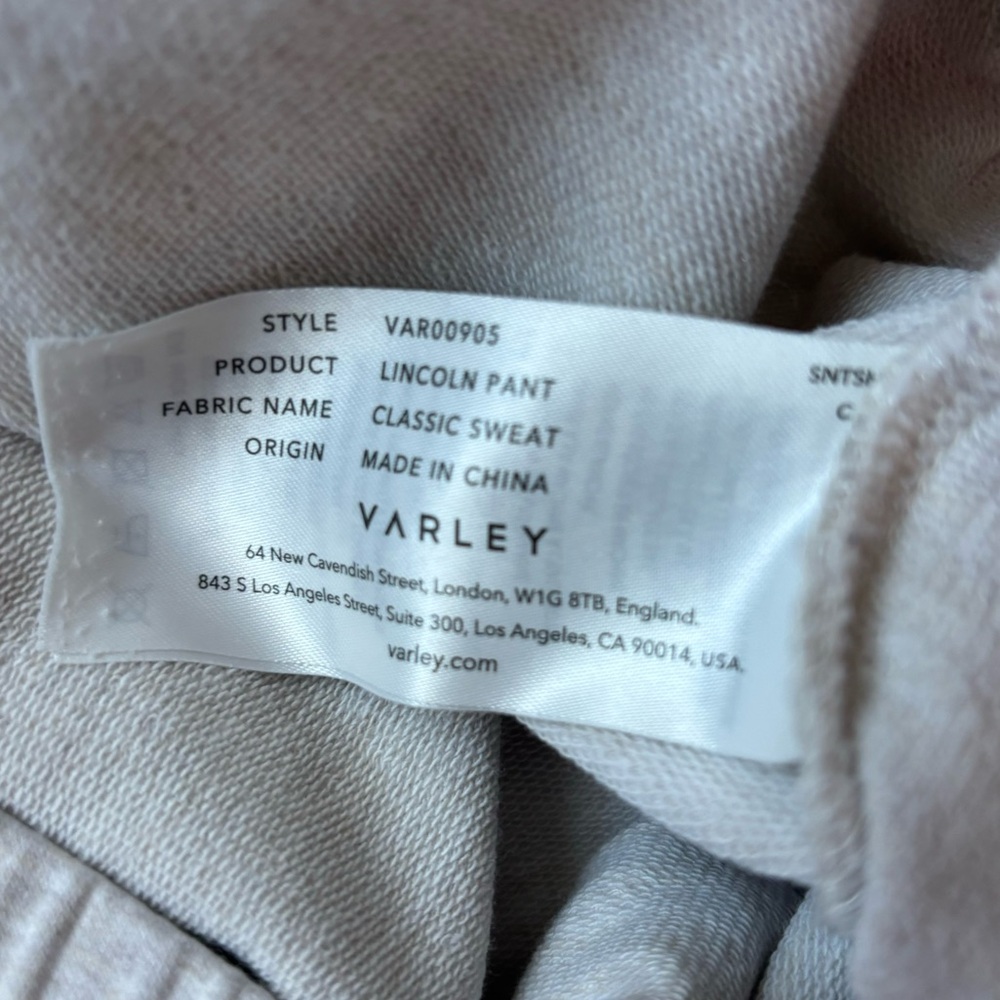 Varley Lincoln Pant Classic Sweat High-Rise Cropped Beige women’s Large - Picture 4 of 5